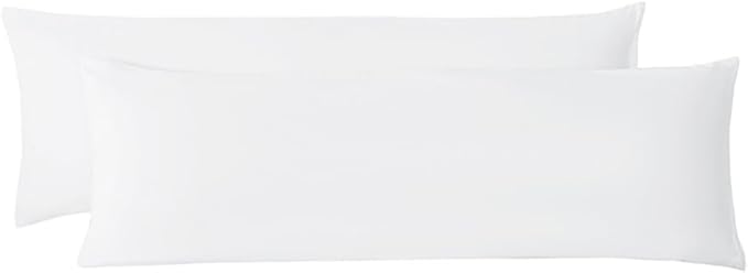 2 Pack Body Pillowcase 20 x 48 Inches Soft Comfortable Not Shrink Microfiber Body Pillow Cover, White Body Pillow Cover with Hidden Zipper Closure