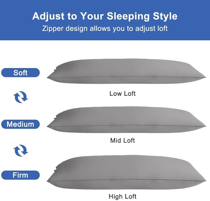 YZ HOME Memory Foam Body Pillow Insert - Full Body Pillow for Adults - Soft Large Long Bed Pillow for Side Sleeper