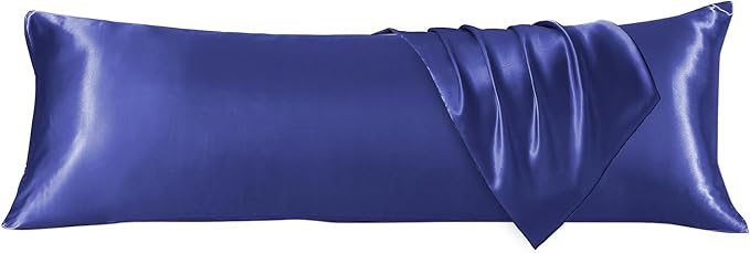 HUXMEYSON Body Pillow with Satin Pillowcase, Body Pillow for Adults, Removable Cover, Navy Blue (20"x54")