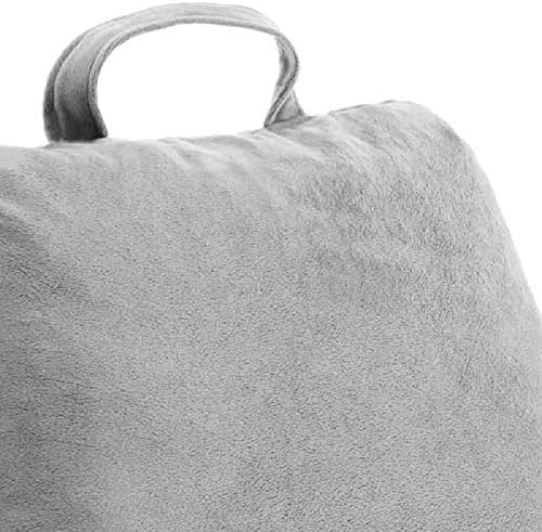 LINENSPA Reading Pillow with Shredded Memory Foam- Back Pillow for Sitting in Bed, Reading, Gaming, Watching TV – Chair Pillow with Arms, Dorm Room Essentials, Stone