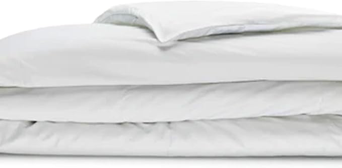 Sleepgram Supima Machine Washable 400 Thread Count Cotton Silver Ion Infused Luxury Zippered Duvet Cover with Travel Bag, Twin, White