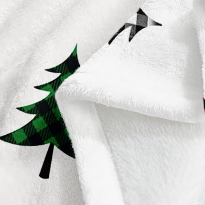 Christmas Tree Deer Flannel Throw Blanket Soft Plush for Couch Sofa Bed Christmas Home Decor 50x60