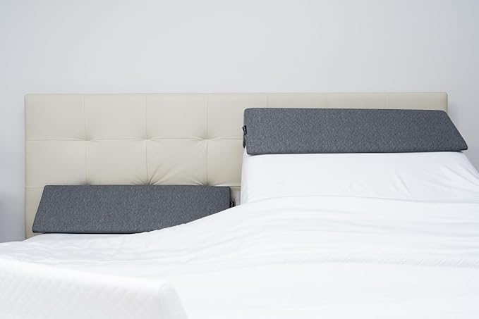 Bed Wedge Pillow Set for Headboard Gap Up to 7", Triangle Gap Filler for Bed, Mattress Wedge Gap Filler, Headboard Space Filler, Corner Pillow, Grey Half Queen 30" (2-pk)
