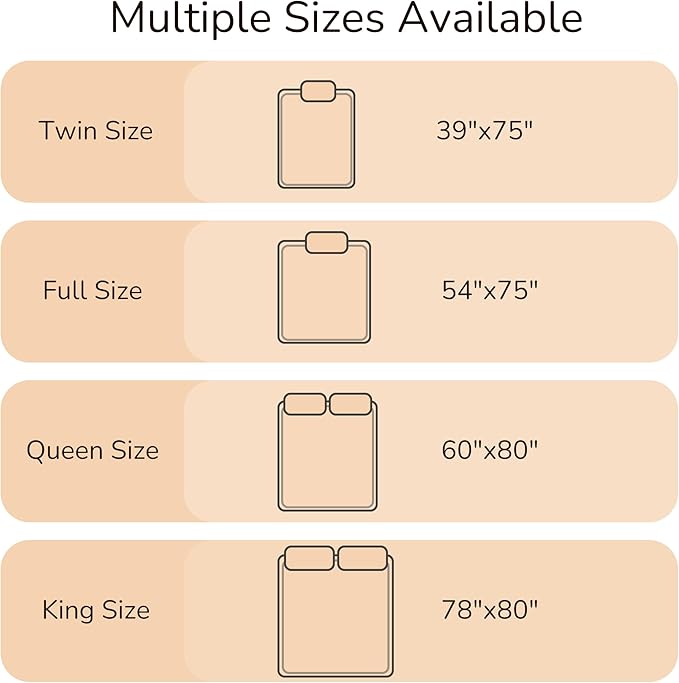 Electric Mattress Pad Twin Size 39"x75", Premium Brushed Fabric, 4 Heat Settings & 10 Hours Auto Off, Elastic Deep Pocket, Machine Washable, Gray
