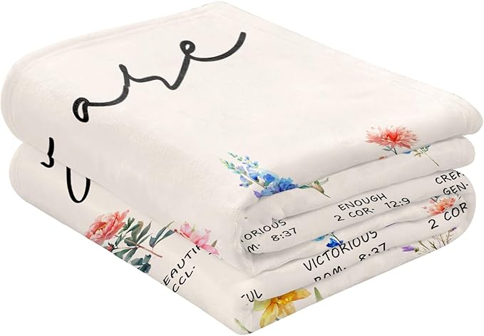 Christian Gifts for Women Religious Flowers Blanket Floral Throw Blanket Birthday Gifts for Women Inspirational Gifts Blanket for Girls, Friend, Mom 60" x 80"
