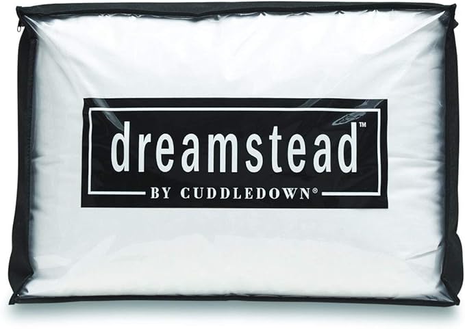 Cuddledown Dreamstead 600 Fill Power Pillow | European White Down | 100% Cotton Shell, Damask Stripe | Hypoallergenic | Handcrafted | Oeko-TEX & RDS Certified | 20" x 36" | King | Firm