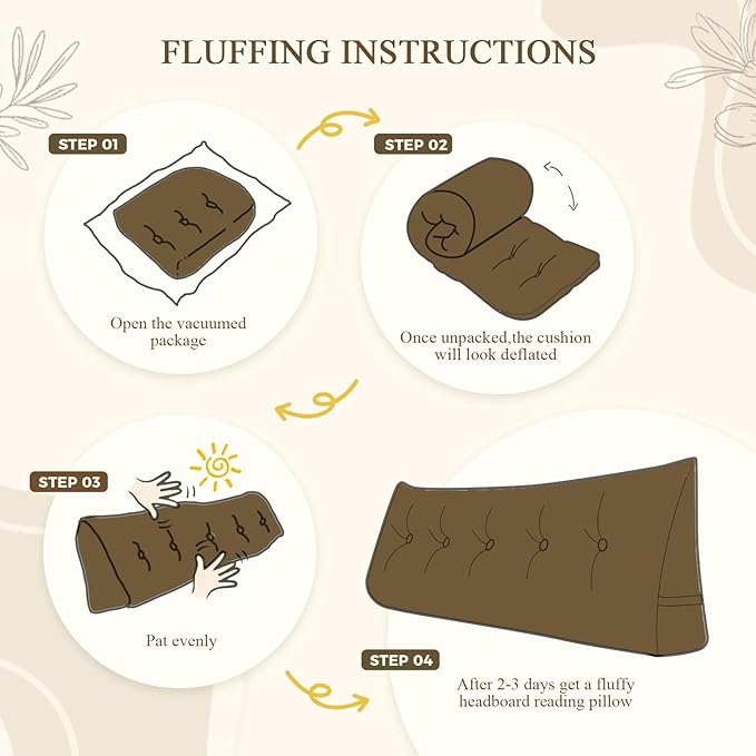 Headboard Pillow Queen, Large Triangular Wedge Headboard Pillow for Reading and Resting, Backrest Positioning Support Pillow with Removable Cover (Brown)