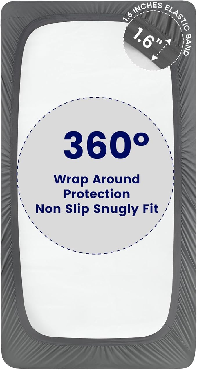 SLEEP ZONE Waterproof Mattress Pad Twin XL for College Dorm, Pillow Top Mattress Cover, Extra Thick, 38 x 80 Inches (Grey, Twin XL)