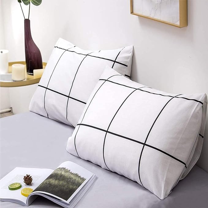 Wellboo White Plaid Comforter Sets Full Black White Grid Checkered Bedding Comforters Cotton White and Black Buffalo Check Grid Quilts Soft Warm Women Men Modern Preppy Geometric Gingham Quilts