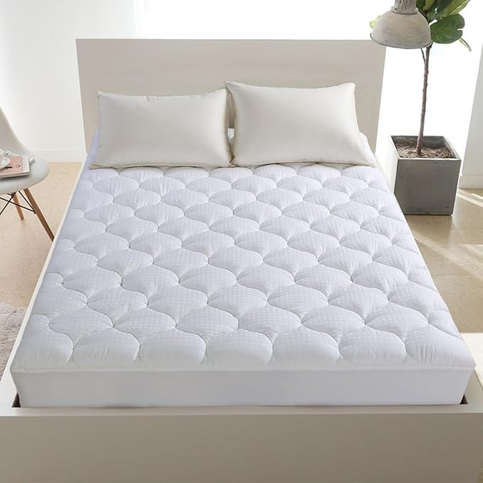 LEISURE TOWN Olympic Queen Mattress Pad Cover Mattress Topper Cotton Top Pillow Top with Snow Down Alternative Fill (8-21 Inch Fitted Deep Pocket) (66"X80") Super Queen