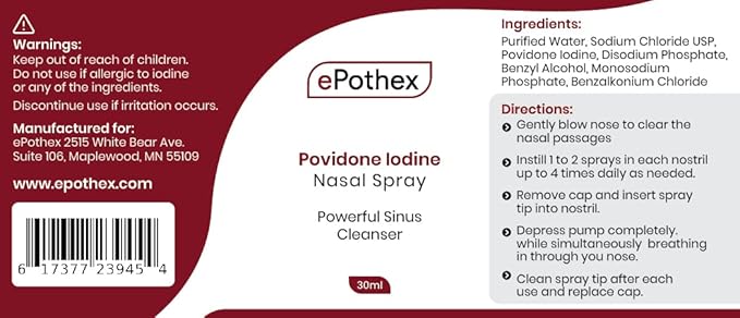 1% Povidone Iodine Nasal Spray - Powerful Nasal Cleanser & Sinus Protection - Reduce Exposure to Airborne Contaminants - Travel Friendly - 30ml
