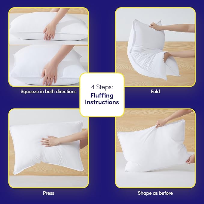 Sweet Home Collection 2-Pack Premium Medium Firm Down Alternative Bed Pillows for Sleeping – Generously Filled Ultra Soft Support for Standard, Queen & King Sleepers, White 2 Count