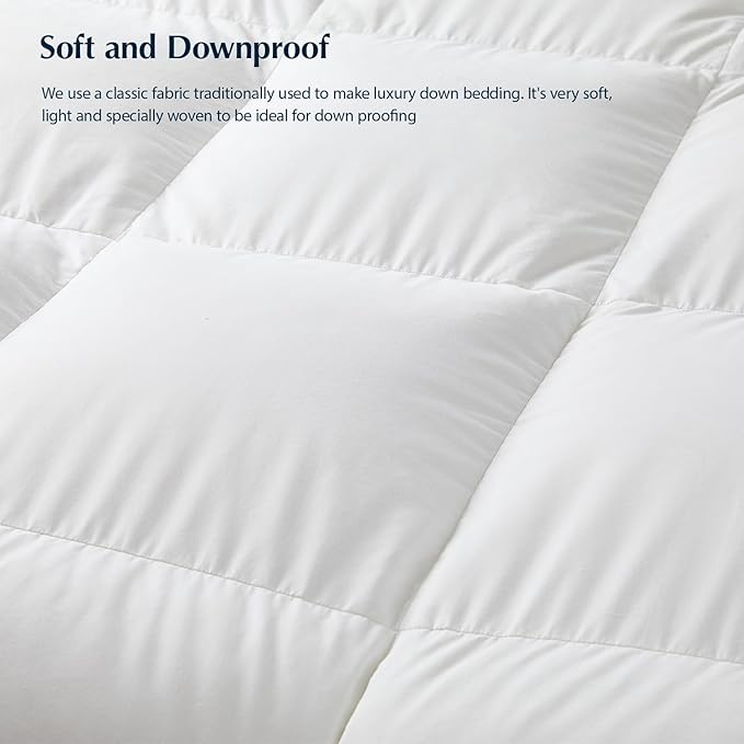 Pacific Coast Goose Feather Down Fiber Comforters King Size, Extra Fluffy White Duvet Insert, Ultra-Soft, Breathable, All Season Hotel Luxury Bedding Comforters, 8 Corner & Center Loops (106"x90")