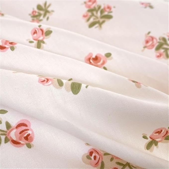 Pink Floral Duvet Cover King Size Romantic Flower Green Botanical Bedding Set 3Pcs Kids Boys Girls Spring Garden Aesthetic Flowers Soft Breathable Microfiber Comforter Cover with 2 Pillowcases