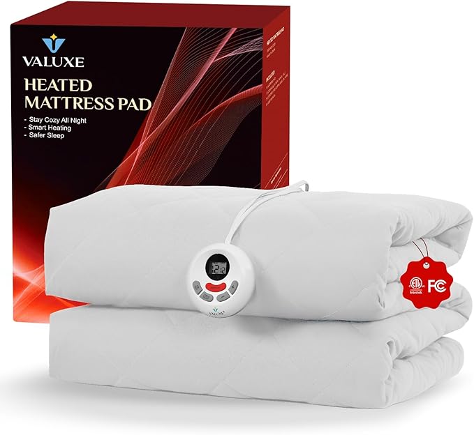 Heated Mattress Pad Twin Size Quilted Heating Electric Bed Warmer Luxury Comfort Heat Mattress Pad Cover Single Controller(10 Heat Setting | 1-12 Hours Auto Shut Off | with 8-21 Inch Deep Pocket)