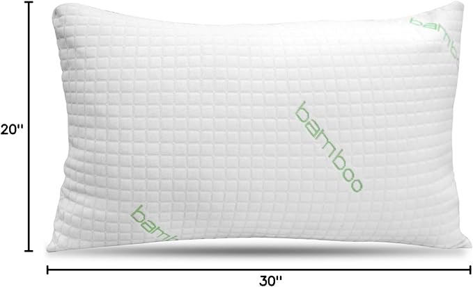 Queen Size Rayon Derived from Bamboo Pillows, Cooling Shredded Memory Foam Pillow Sets for Sleeping for Back, Stomach, Side Sleepers, Adjustable, Washable Cover, Queen (Pack of 1)