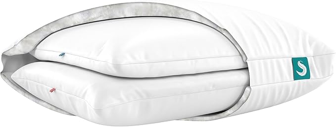 Sleepgram 2-Pack Cooling Bed Pillows & Removable Cover for Sleeping Sets, Queen Size - Adjustable and Washable Bedding Pillow Set for Comfortable Sleep