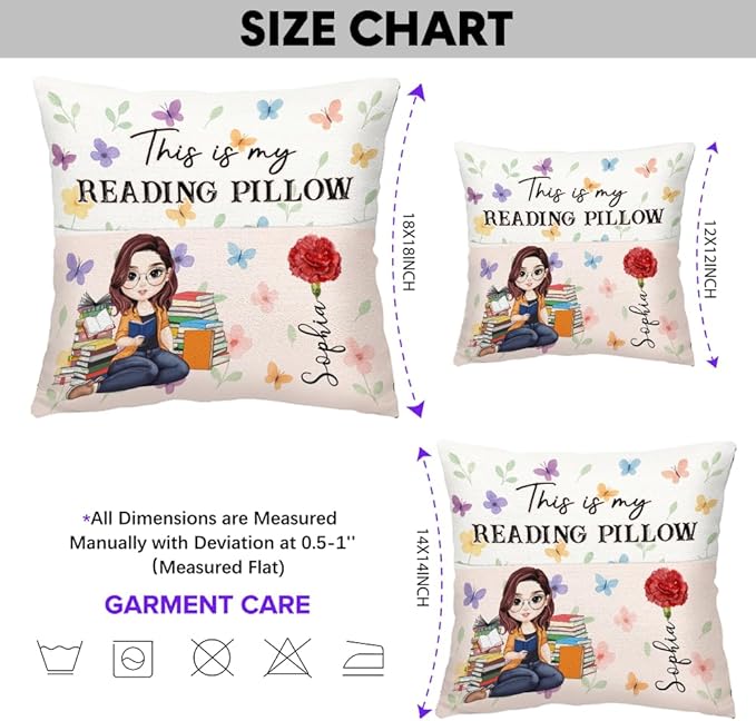 ENCYCOM Personalized Book Reading Pocket Pillow - Custom Reading Pillows with Name – Uniqua Gift for Bookworm Girls, Women Who Love Books, Perfect for Bed or Cozy Corner (Reading Pillow 05)