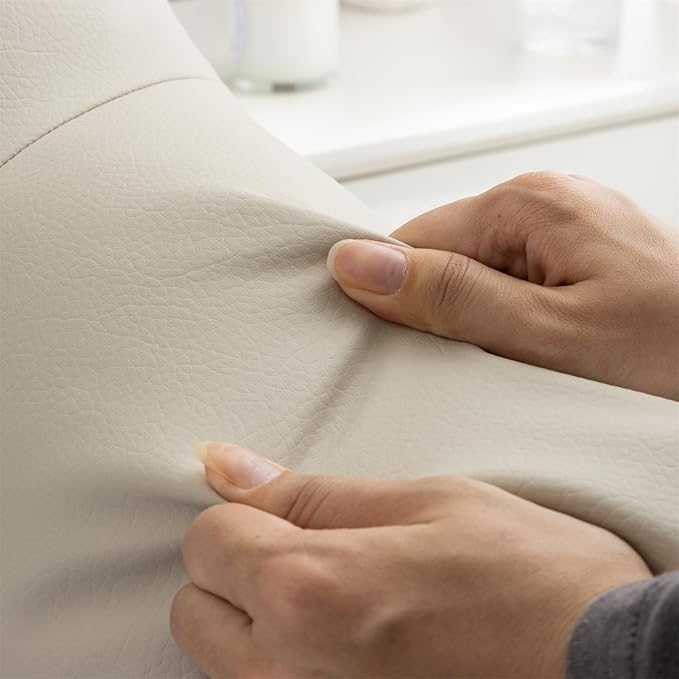 A Nice Night Faux Leather Reading Pillow for All Season,Wedge Bedrest Pillow Backrest with Arms Back Support for Sitting Up in Bed/Couch,Natural