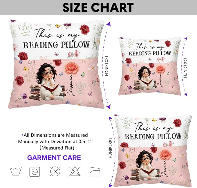 ENCYCOM Personalized Book Reading Pocket Pillow - Custom Reading Pillows with Name – Uniqua Gift for Bookworm Girls, Women Who Love Books, Perfect for Bed or Cozy Corner (Reading Pillow 08)