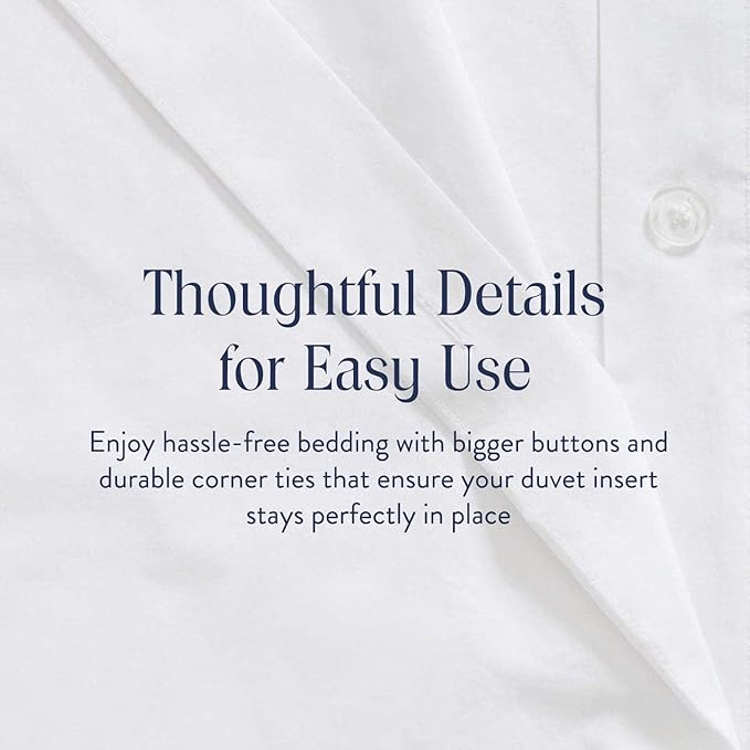 Brooklinen Luxury Sateen Duvet Cover - 100% Cotton, King/California King Size in White with Extra-Long Corner Ties and Button Closure - Best King/Cali King Duvet Covers