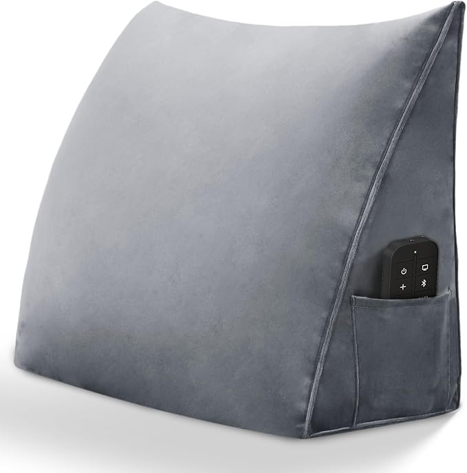 Triangular Reading Pillow Wedge Headboard Back Support Pillow for Sitting up in Bed Daybed Bolster Backrest Couch Sofa Corner Cushion Medium Velvet Gray