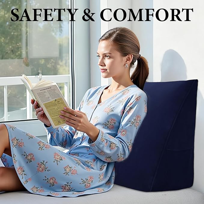 Wedge Pillow Headboard Reading Pillow Triangular Backrest Support Pillow for Sitting in Bed Positioning Support Pillow for Sofa Daybed Removable Cover
