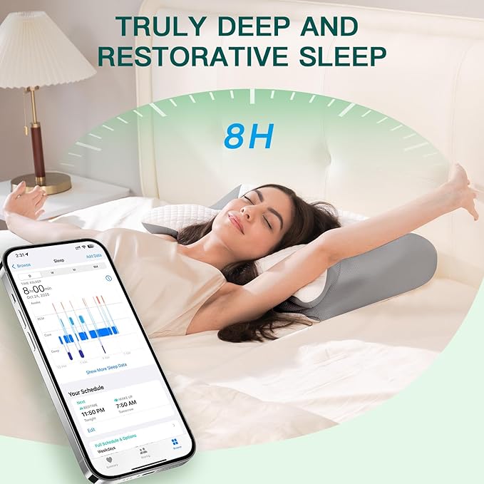 Memory Foam Cervical Pillow, 2-in-1 Ergonomic Neck Support Pillow with Armrest & Ear Hole, Contour Orthopedic Bed Pillow for Pain Relief, Adjustable Height for Side, Back & Stomach Sleepers
