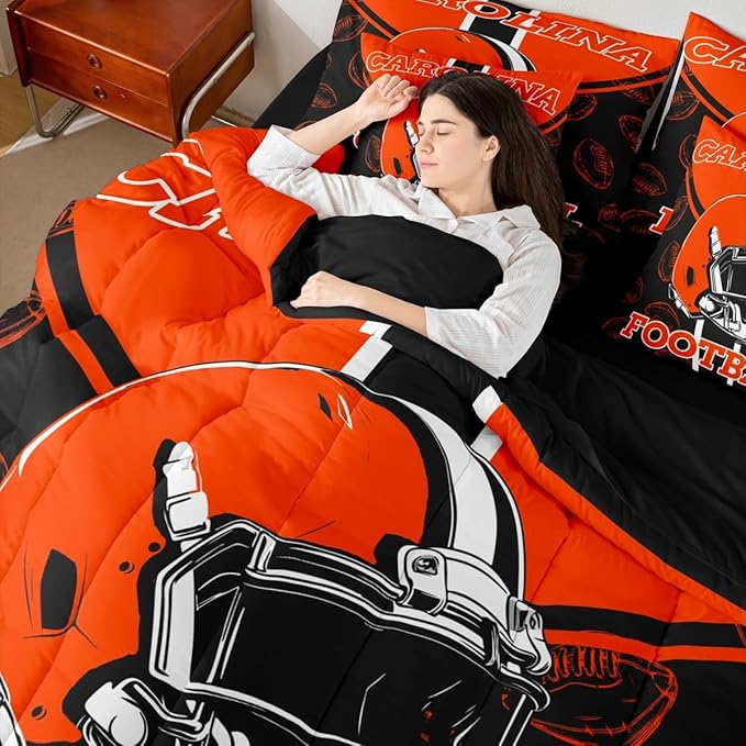 Feelyou Football Comforter Set King Size 7 Pieces Ball Games Bedding Set for Kids Boys Girls Rugby Bed in a BagFootball Bedroom Decor Rugby Sports