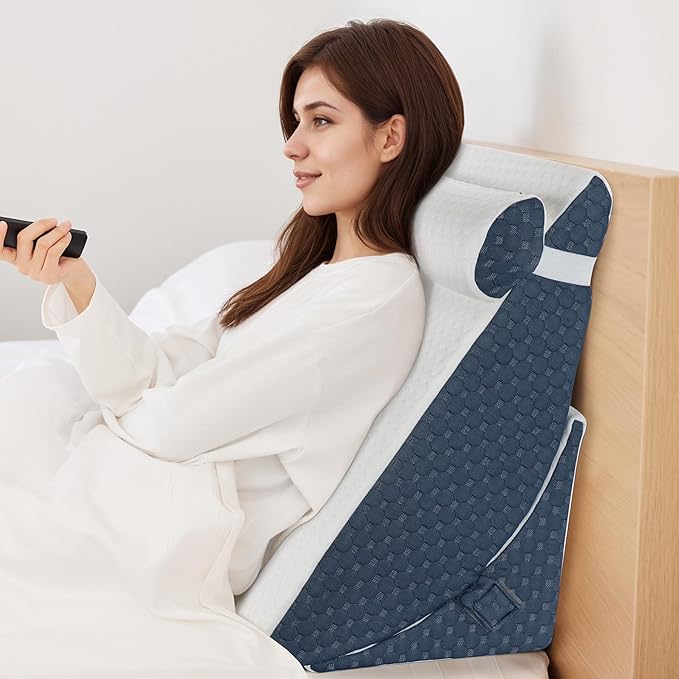 Bed Wedge Pillow for Sleeping, Adjustable Wedge Pillow Set for After Surgery, Elevated Triangle Pillow for Acid Reflux and Back Pain Relief, Post Surgery, Sleep Apnea, Back Suppor