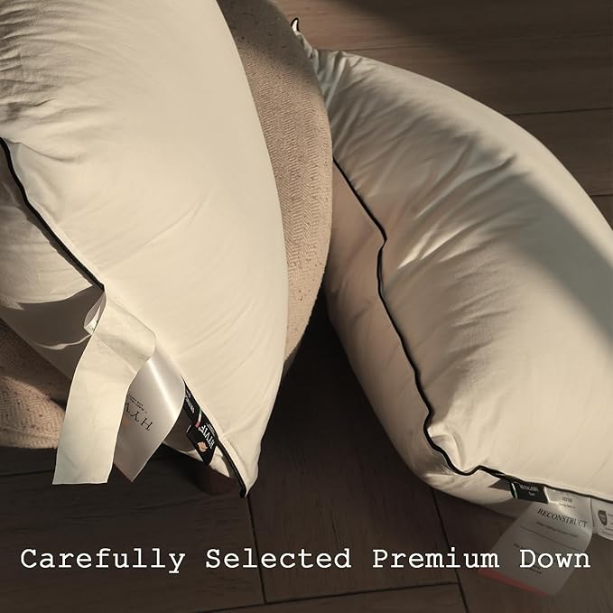 Luxury High Fill Power Goose Down Pillows 700Fill, Breathable Cotton Shell, Orthopedic Support for Back, Stomach Side Sleepers, King Size Bed Pillows 20"x36", 1 Pack
