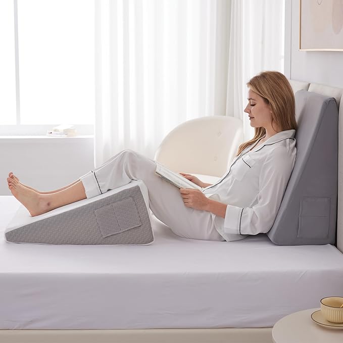 Wedge Pillow for Sleeping, 10" Bed Wedge Pillow for Headboard, Triangle Incline Wedges for Acid Reflux, Pillow Wedge for Back Pain Relief, Elevated Leg Pillows After Surgery, Snoring, Velvet