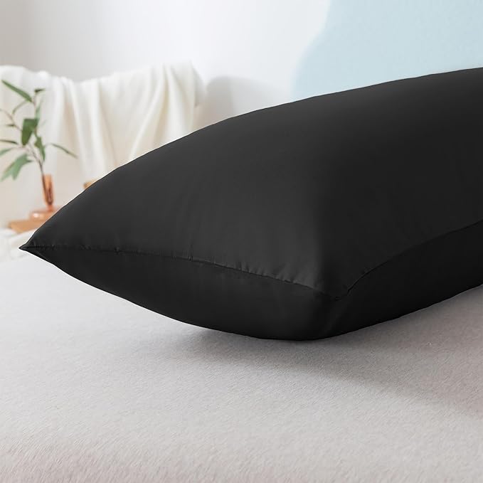 Ubauba Memory Foam Body Pillow with Cover, Full Large Body Pillows Insert for Adults with Envelope Closure Pillowcase, Firm & Fluffy Long Bed Pillows for Sleeping (20x54 inch, Pitch Black)