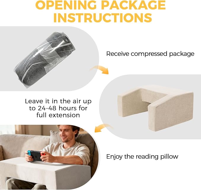 Reading Pillow for Gaming Lap Desk Pillow for Laptop Memory Foam Bed Desk for Reading Working Crocheting Gaming Arm Rest on Bed/Sofa/Floor/Couch/Car (Beige)