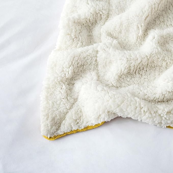 IR Imperial Rooms Gold Sherpa Fleece Throw Blanket Twin Size for Bed - Wholesale Bulk Pack of 12 Sherpa Blankets - Soft Fluffy Throw Blankets for Hotels, Guest Bedroom (Yellow, 60x80 Inches)