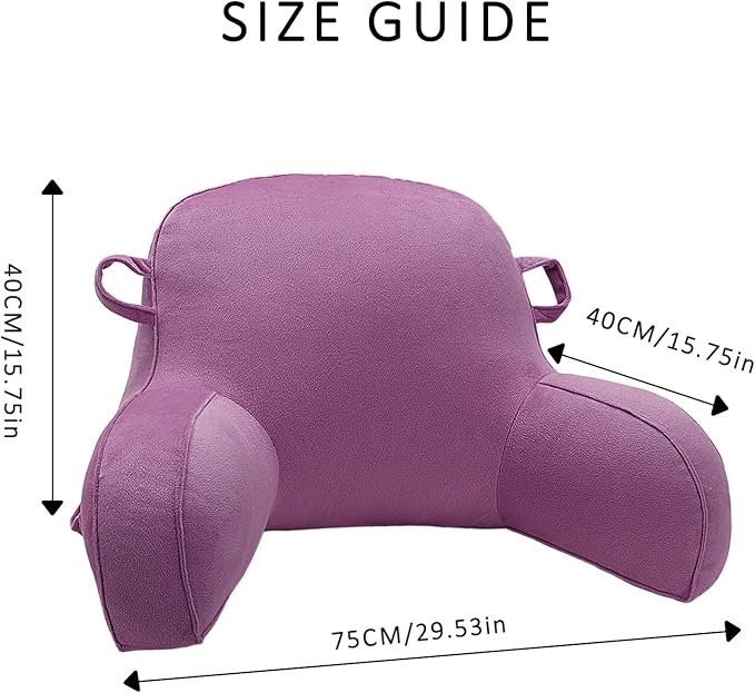 LiveGo Reading Pillow for Kids, Velvet Back Support Cushion for Sitting Up in Bed Adults, Kids Cuddle Cushion with Arms & Backrest Support Pillow for Teen Boys Girls Reading Bed Rest