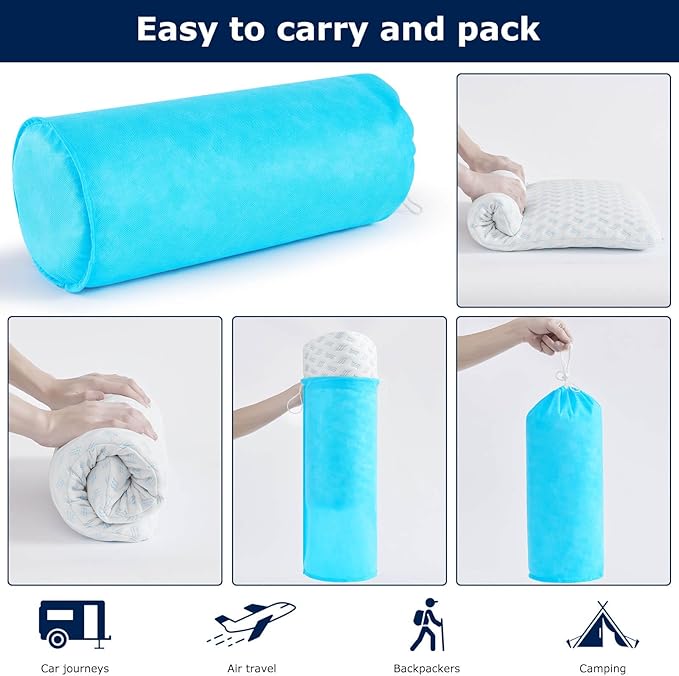 Ultra Thin Pillow 2.75" cooling Memory Foam Pillows for Stomach Sleeping, Gel Infused Slim Pillows for Side Back Stomach Sleepers, Travel Pillow, Bed Pillow Neck support, Washable Cover Standard Size