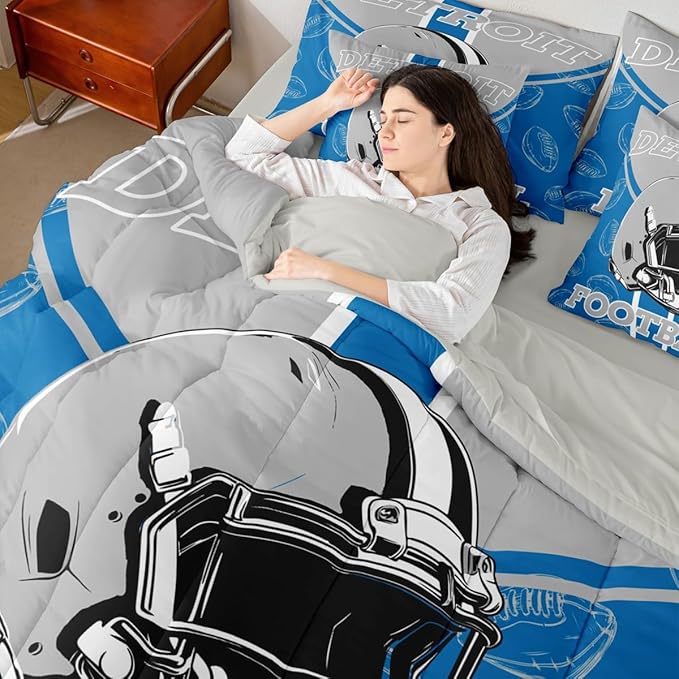 Feelyou Football Comforter Set Twin Size 7 Pieces Ball Games Bedding Set for Kids Boys Girls Rugby Bed in a BagFootball Bedroom Decor Rugby Sports