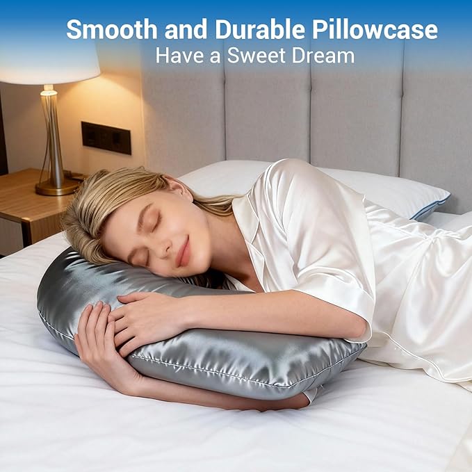 Pillowcase Cover Compatible with L-Shaped Contour Swan Body Pillow, Comfortable and Soft Satin Pillow, Similar to Silk Pillow Cover, Gray