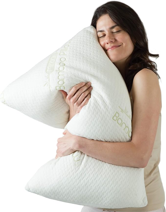 Ontel Miracle Shredded Memory Foam Pillow with Viscose from Bamboo Cover, Queen, White