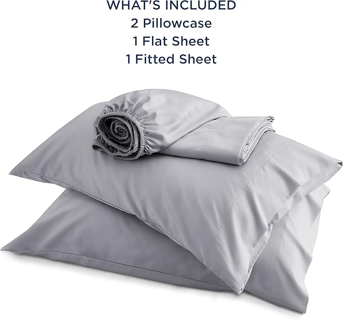 Bedsure Full Size Bed Sheets, Cooling Sheets, Rayon Derived from Bamboo, Breathable & Soft, Deep Pocket Up to 16 Inches, Hotel Luxury Silky Bedding for Hot Sleepers, Silver Grey
