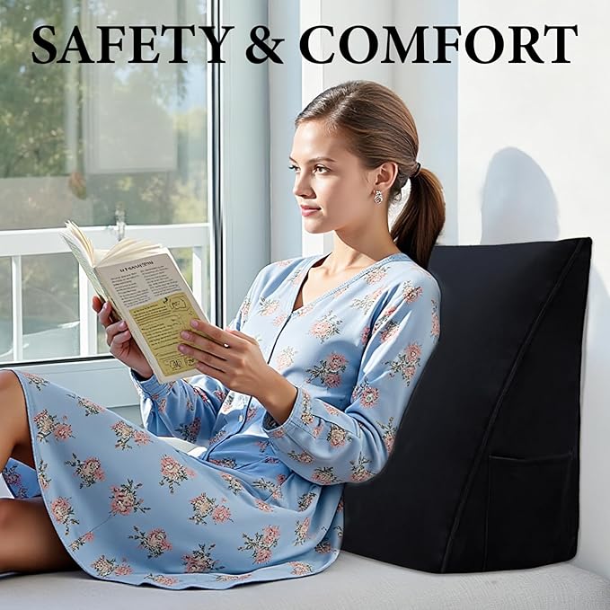Wedge Pillow Headboard Reading Pillow Triangular Backrest Support Pillow for Sitting in Bed Positioning Support Pillow for Sofa Daybed Removable Cover
