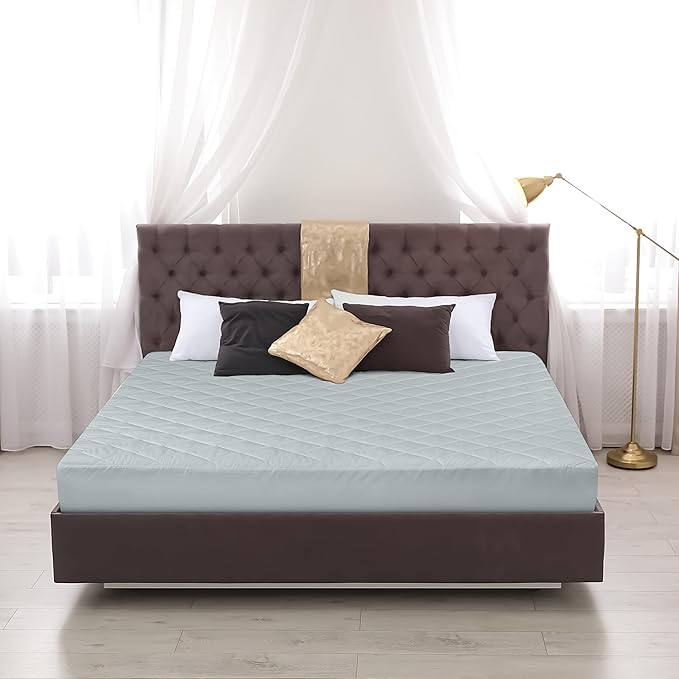 Utopia Bedding Quilted Fitted Mattress Pad, Full Size, Elastic Fitted Mattress Topper Protector and Cover with Deep Pocket Stretches up to 16 Inches, Machine Washable (Light Grey)