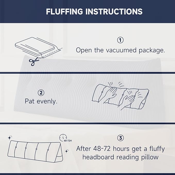Z-hom Queen Headboard Pillow, Triangular Wedge Reading Pillow for Bed or Sofa, Ergonomic Backrest Cushion for Sitting Up, Reading or Relaxing, with Side Pocket,Removable Washable Cover,Blue