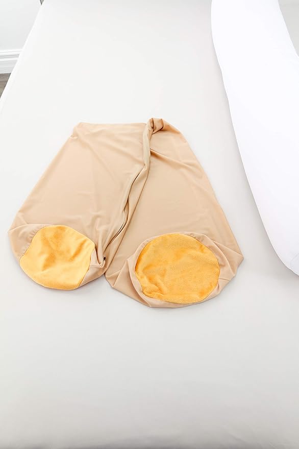 Straight Body Pillow, Full Size Premium Microbead,Side Sleeping/Maternity Pregnant Women, Supportive,Fluffy, Breathable, Cooling, 85/15 Spandex/Nylon Silky Feel Anti-Aging - 48 X 8 - Barely Beige