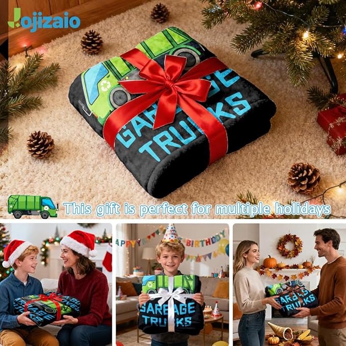 Boy Who Loves Garbage Trucks Blanket Soft Blankets and Throws Flannel Cozy Lightweight Quilt Gift Perfect for Bed Sofa Couch-60 x50 Medium for Teen