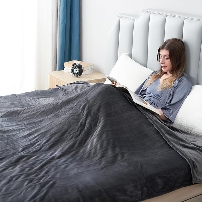 Electric Heated Blanket Full Size 72”x84”,Cozy Soft Warmth with 5 Heating Settings 10 Hours Auto-Off, Long Cord Energy-Saving, for Bed, Fast Heating Machine Washable, Dark Gray