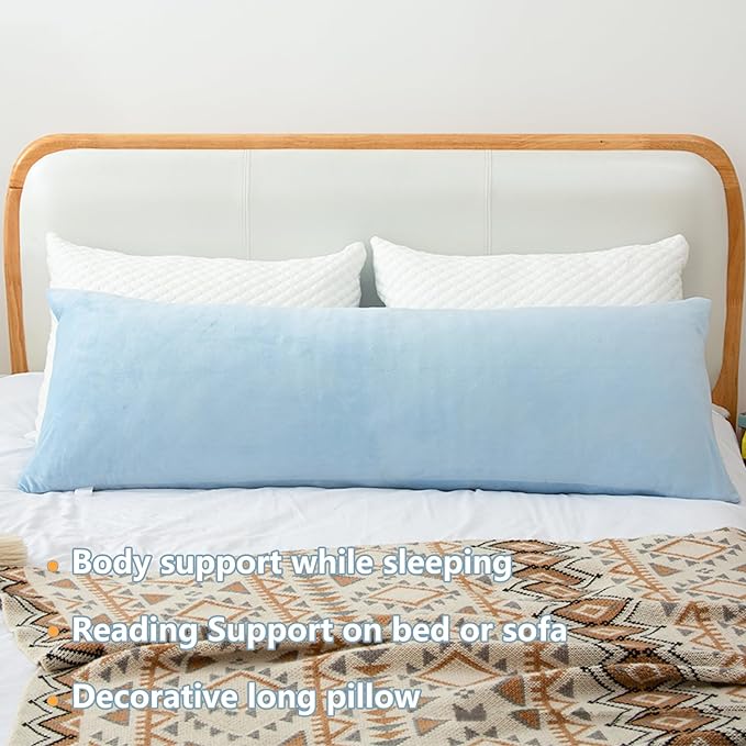Body Pillow, Memory Foam Body Pillows for Adults Sleeping, Long Pillow for Bed, Big Large Firm Full Body Pillow for Side Sleeper, 20x54 Inch, Light Blue