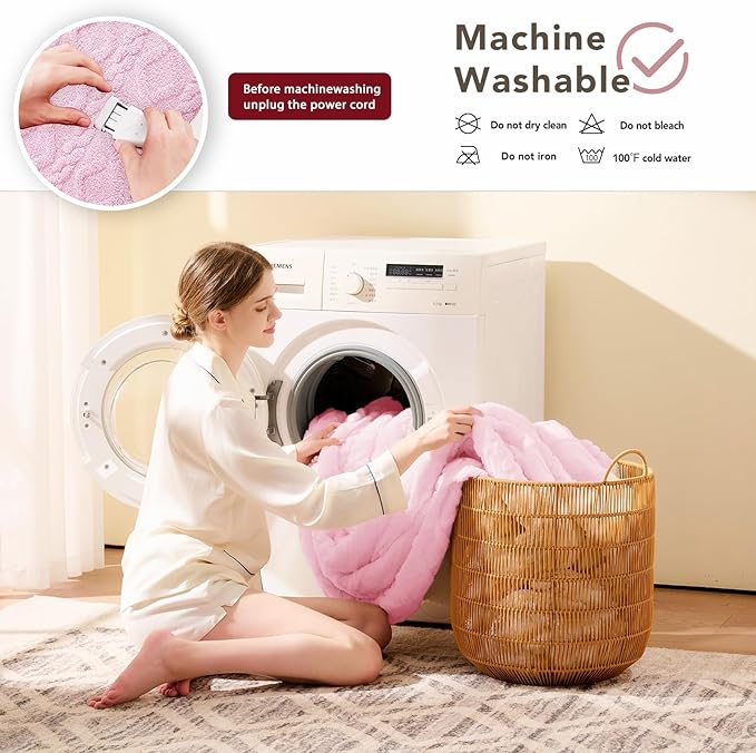 Heated Electric Blanket Full Size-72"x84" Heating Blanket with 10 Heating Levels & 5 Time Settings Over-Heat Protection,Winter Warmer for Adults with ETL Certification(Pink)