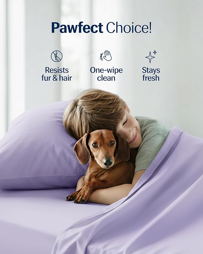 REST® Evercool®+ Starter Sheet Set, Full Size Lavender, Breathable Bed Sheet for Hot Sleeper and Night Sweats, with Pillowcases, Ionic+ Self-Cleaning Silver Yarn for Sensitive Skin, 3PCS No Flat Sheet
